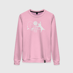 Свитшот хлопковый женский Кот баскетболист, цвет: светло-розовый