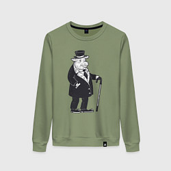 Свитшот хлопковый женский Модный кабанчик, цвет: авокадо