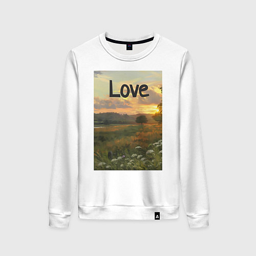 Женский свитшот Love поле солнечный луг / Белый – фото 1