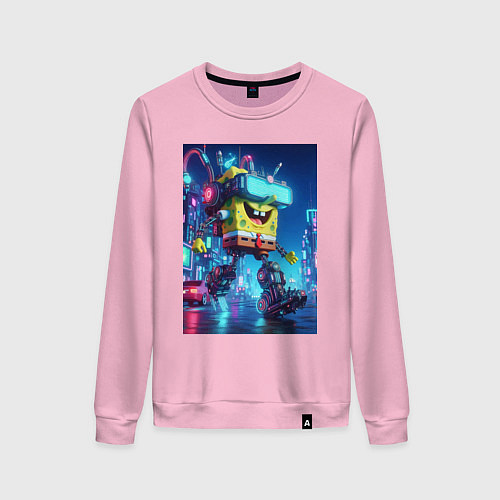 Женский свитшот Cyber Sponge Bob - neon glow fantasy / Светло-розовый – фото 1