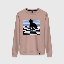 Женский свитшот Конь на шахматной доске