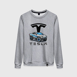 Свитшот хлопковый женский Tesla сybertruck Elon Musk, цвет: меланж