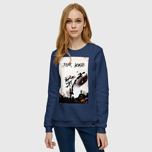 Женский свитшот Тхэквондо боец / Тёмно-синий – фото 3