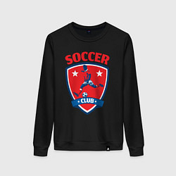 Свитшот хлопковый женский Sport soccer club, цвет: черный