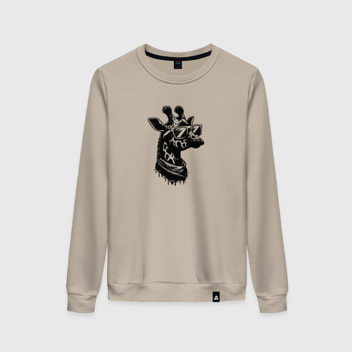 Женский свитшот Хипстер жираф в очках / Миндальный – фото 1