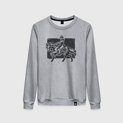 Свитшот хлопковый женский Ковбой на коне, цвет: меланж