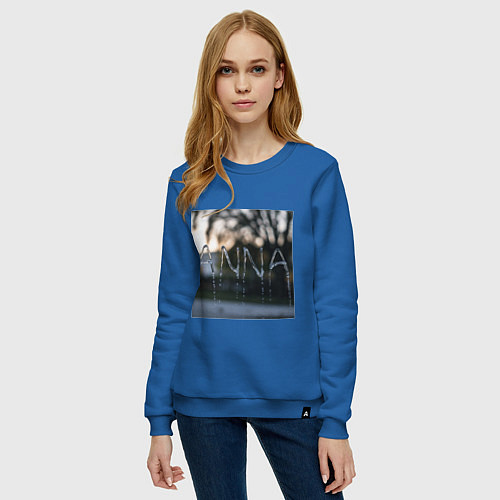 Женский свитшот Имя Анна из капель дождя / Синий – фото 3