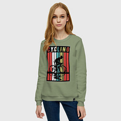 Свитшот хлопковый женский Велосипедный спорт, цвет: авокадо — фото 2