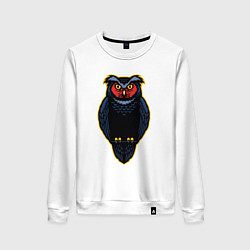 Свитшот хлопковый женский Чёрная сова, цвет: белый