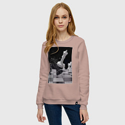 Свитшот хлопковый женский Шахматы эстетика, цвет: пыльно-розовый — фото 2