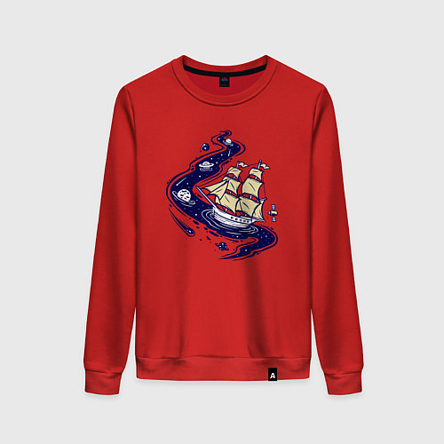 Женский свитшот Парусник в космосе / Красный – фото 1