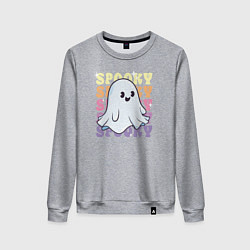 Свитшот хлопковый женский Cute little spooky ghost, цвет: меланж