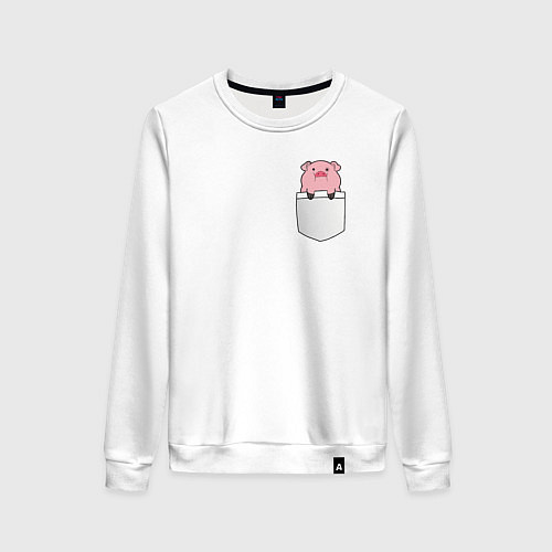 Женский свитшот Розовый поросенок в кармане / Белый – фото 1