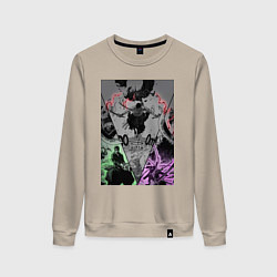 Свитшот хлопковый женский Ван-Пис Зоро Ророноа пират, цвет: миндальный