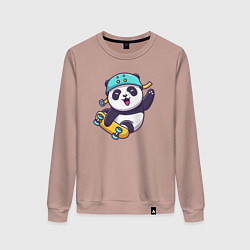 Свитшот хлопковый женский Skater panda, цвет: пыльно-розовый