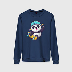 Свитшот хлопковый женский Skater panda, цвет: тёмно-синий