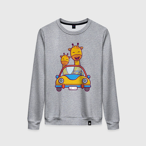 Женский свитшот Жирафы в автомобиле / Меланж – фото 1