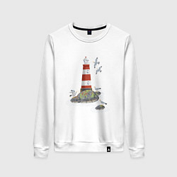 Женский свитшот Маяк и чайки на берегу моря