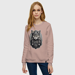 Свитшот хлопковый женский Viking cat, цвет: пыльно-розовый — фото 2