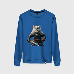 Свитшот хлопковый женский Кот викинг, цвет: синий