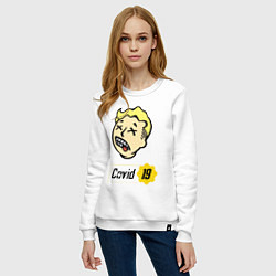 Свитшот хлопковый женский Vault boy - covid 19, цвет: белый — фото 2