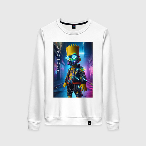Женский свитшот Барт Симпсон в респираторе - нейроарт / Белый – фото 1