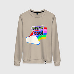 Свитшот хлопковый женский Rainbow Vibes, цвет: миндальный