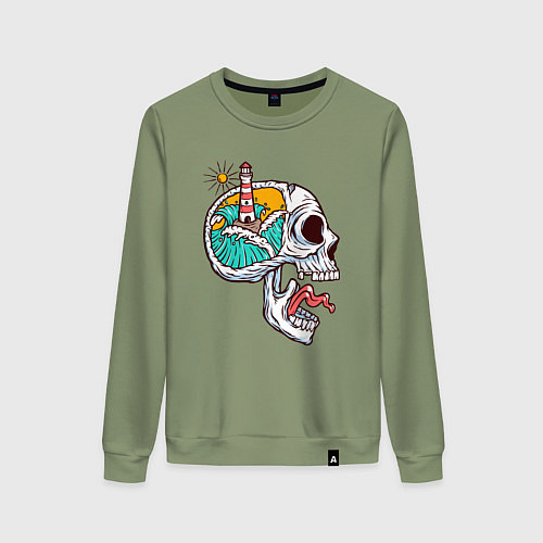 Женский свитшот Маяк в черепе / Авокадо – фото 1