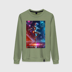 Женский свитшот Танцующая кибер девчонка - неоновое свечение