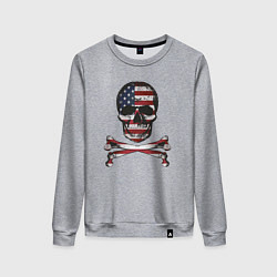 Свитшот хлопковый женский Skull USA, цвет: меланж