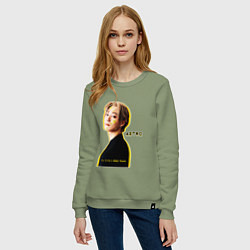 Свитшот хлопковый женский Улыбка astro, цвет: авокадо — фото 2
