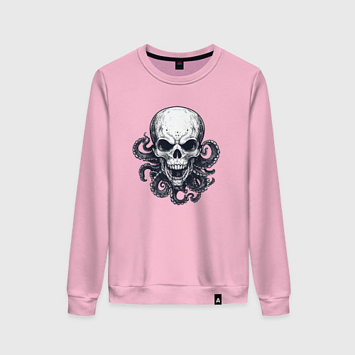 Женский свитшот Череп с щупальцами / Светло-розовый – фото 1