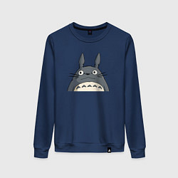 Свитшот хлопковый женский Выглядывающий тоторо, цвет: тёмно-синий