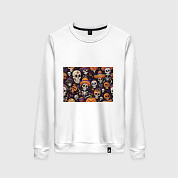 Свитшот хлопковый женский Страшилки хэллоуин, цвет: белый