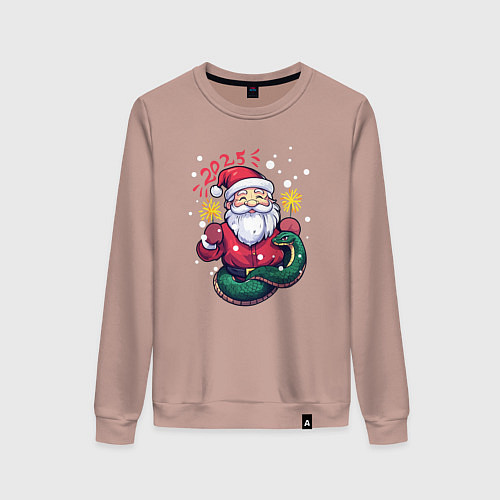 Женский свитшот Змея и Дед мороз / Пыльно-розовый – фото 1