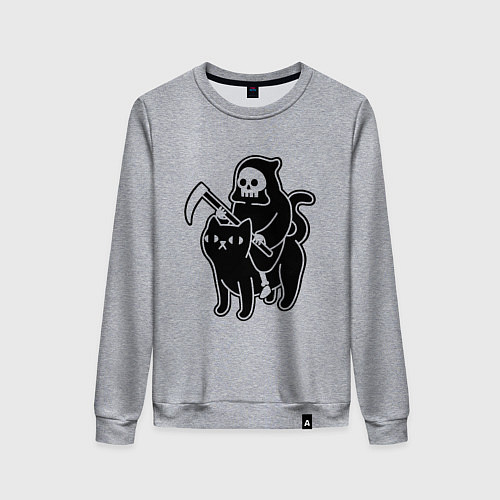 Женский свитшот Жнец и его кот / Меланж – фото 1
