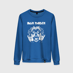 Свитшот хлопковый женский Iron Maiden rock dog, цвет: синий