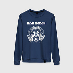 Свитшот хлопковый женский Iron Maiden rock dog, цвет: тёмно-синий