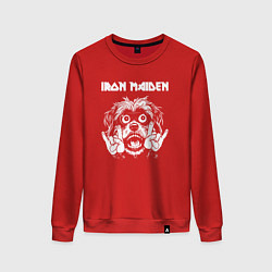 Свитшот хлопковый женский Iron Maiden rock dog, цвет: красный