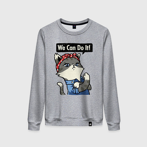 Женский свитшот We can do it - cat / Меланж – фото 1