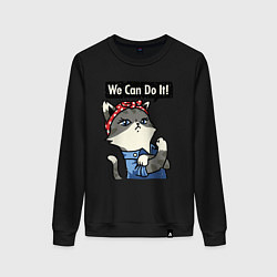 Свитшот хлопковый женский We can do it - cat, цвет: черный