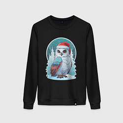 Женский свитшот Полярная сова на фоне зимнего леса