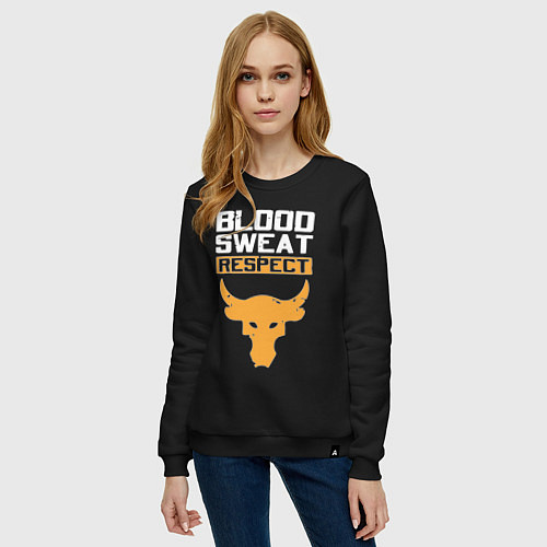 Женский свитшот Blood sweet respect logo / Черный – фото 3