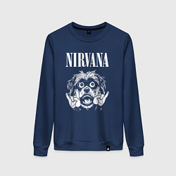 Свитшот хлопковый женский Nirvana rock dog, цвет: тёмно-синий