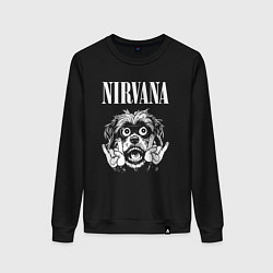 Свитшот хлопковый женский Nirvana rock dog, цвет: черный