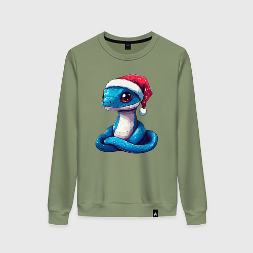 Женский свитшот Новогодняя голубая змейка / Авокадо – фото 1