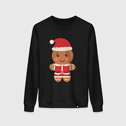 Женский свитшот Пряничный человечек в костюме Санта Клауса