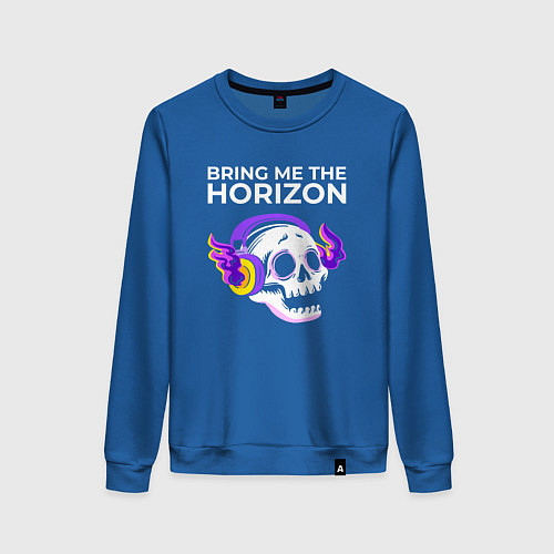 Женский свитшот Bring Me the Horizon - неоновый череп / Синий – фото 1