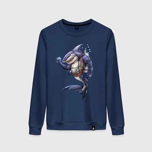 Женский свитшот Акула - крутой ныряльщик / Тёмно-синий – фото 1