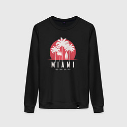 Свитшот хлопковый женский Miami ocean drive, цвет: черный